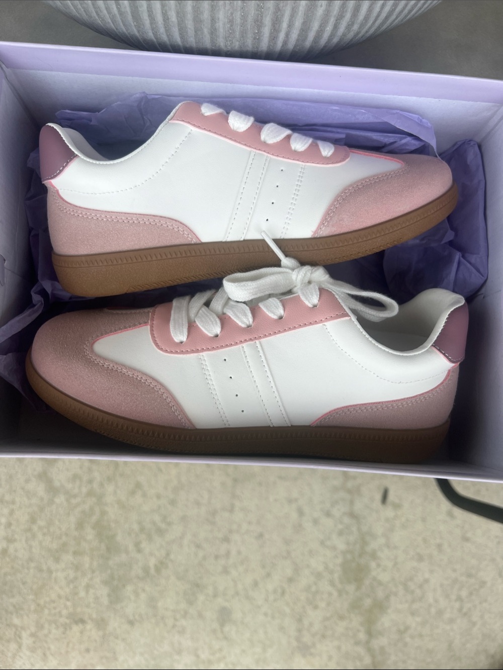 Madden Girl White and Light Pink Kids Sneakers with Gum Sole
